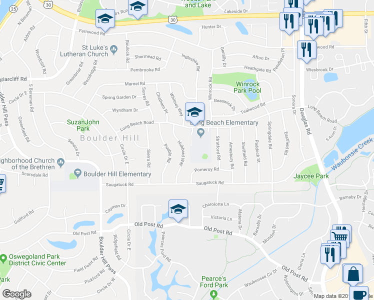 map of restaurants, bars, coffee shops, grocery stores, and more near 61 Hubbard Way in Montgomery