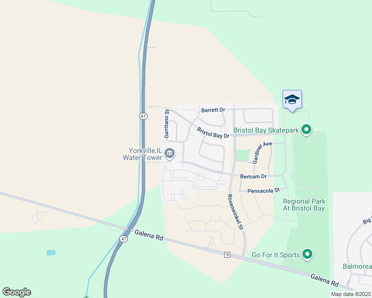 map of restaurants, bars, coffee shops, grocery stores, and more near 4512 Winchester Lane in Yorkville
