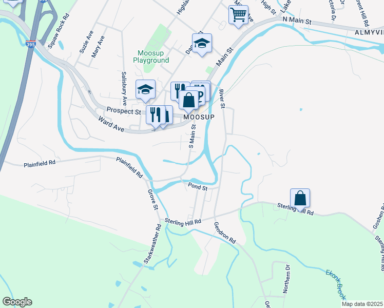 map of restaurants, bars, coffee shops, grocery stores, and more near 81 South Main Street in Plainfield