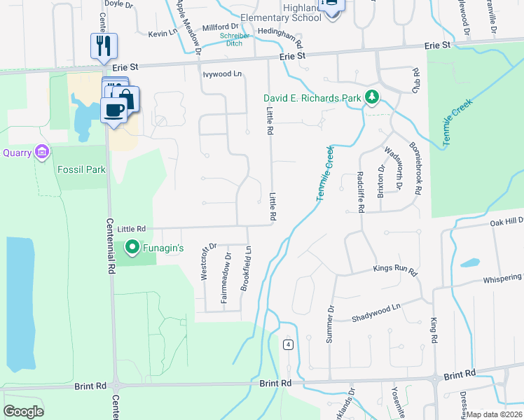 map of restaurants, bars, coffee shops, grocery stores, and more near 5428 Deercross Ct in Sylvania