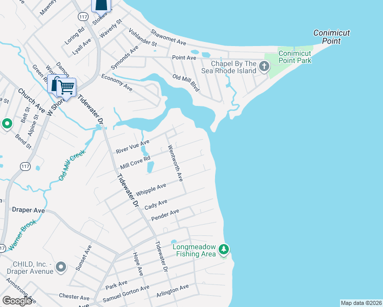 map of restaurants, bars, coffee shops, grocery stores, and more near 65 Lippitt Avenue in Warwick