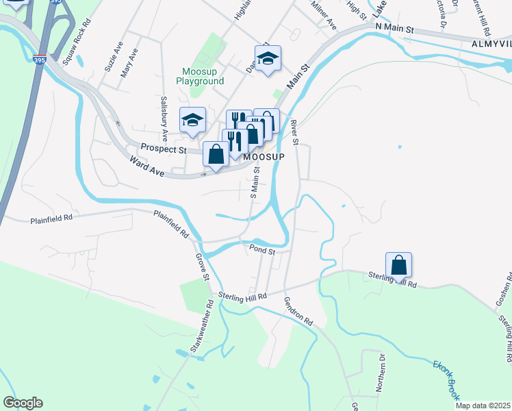 map of restaurants, bars, coffee shops, grocery stores, and more near 81 South Main Street in Plainfield