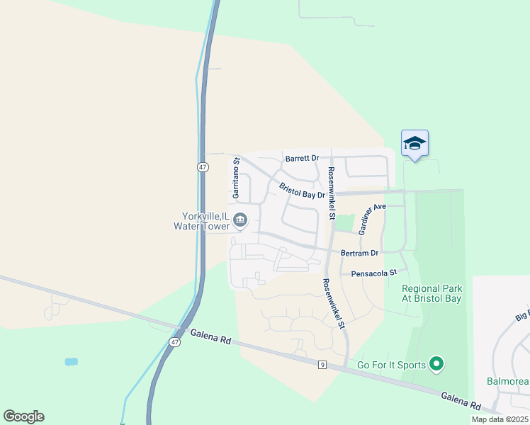 map of restaurants, bars, coffee shops, grocery stores, and more near 4512 Winchester Lane in Yorkville