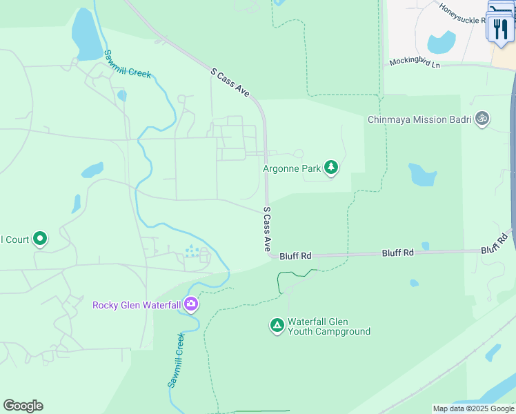 map of restaurants, bars, coffee shops, grocery stores, and more near 9700 South Cass Avenue in Lemont