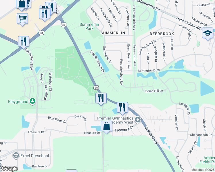 map of restaurants, bars, coffee shops, grocery stores, and more near 666 Lincoln Station Drive in Oswego