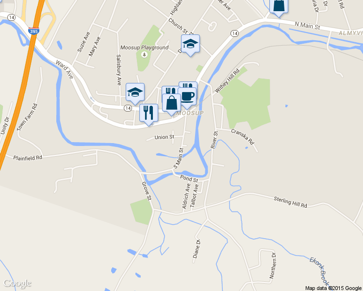 map of restaurants, bars, coffee shops, grocery stores, and more near 84 South Main Street in Plainfield