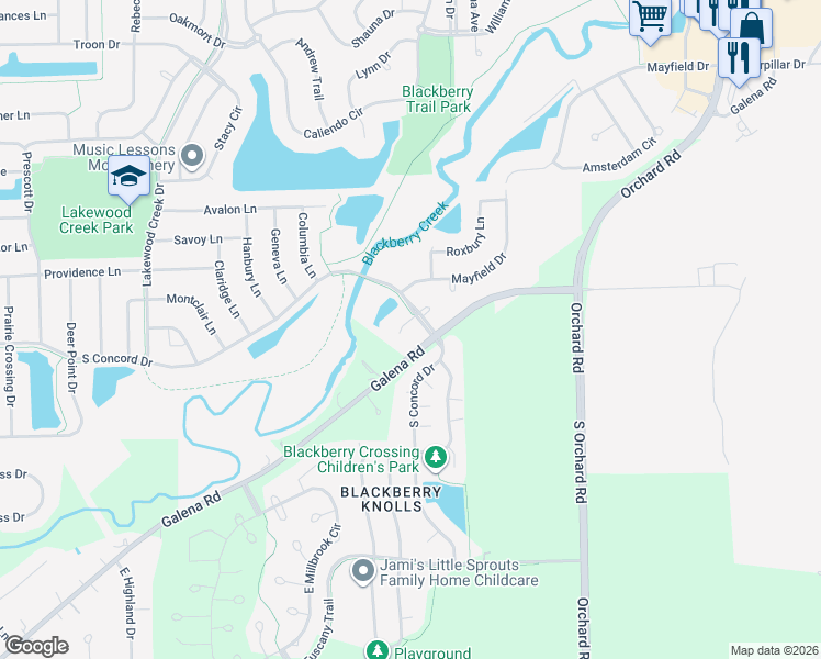 map of restaurants, bars, coffee shops, grocery stores, and more near 2504 Concord Court in Montgomery
