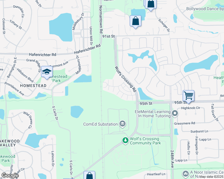 map of restaurants, bars, coffee shops, grocery stores, and more near 2903 Madison Drive in Naperville