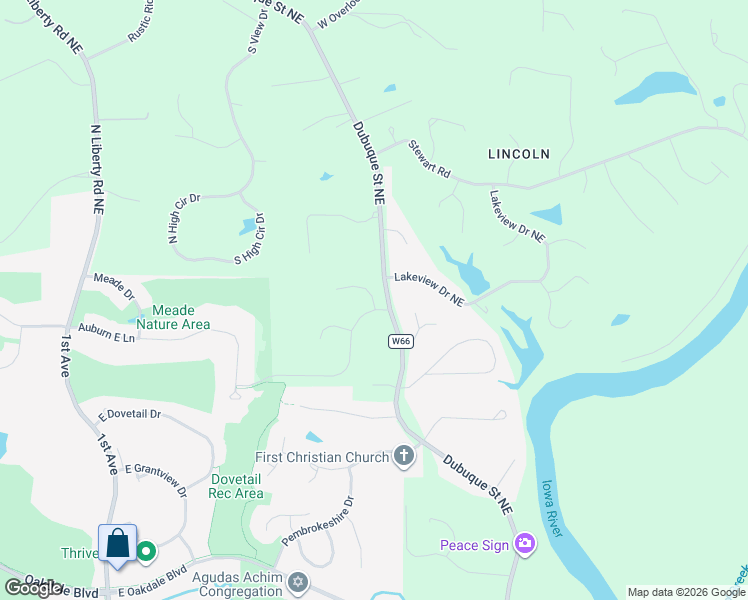 map of restaurants, bars, coffee shops, grocery stores, and more near 3065 Dubuque Street Northeast in Iowa City