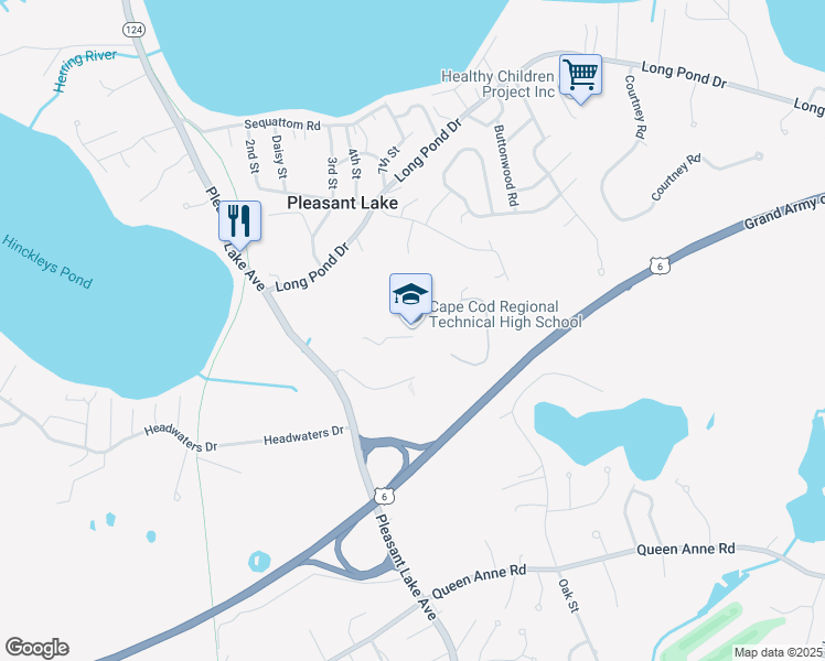 map of restaurants, bars, coffee shops, grocery stores, and more near 351 Pleasant Lake Avenue in Harwich