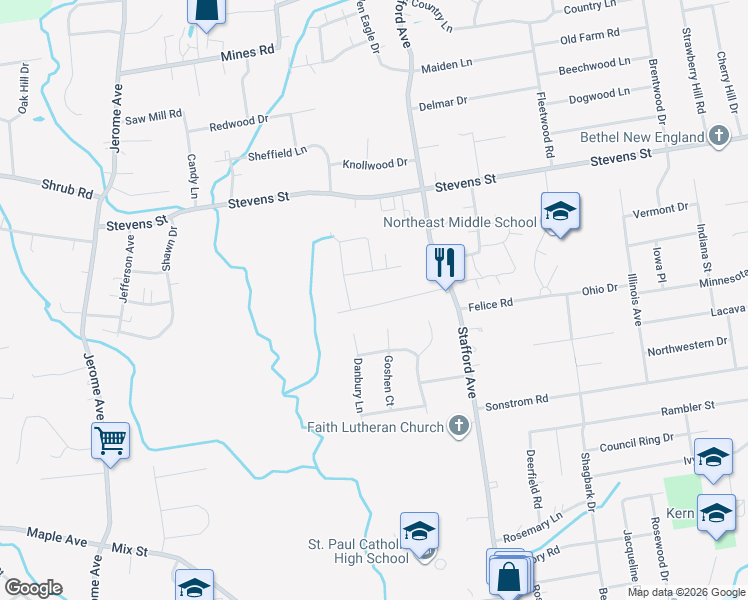 map of restaurants, bars, coffee shops, grocery stores, and more near 96 Debra Lane in Bristol