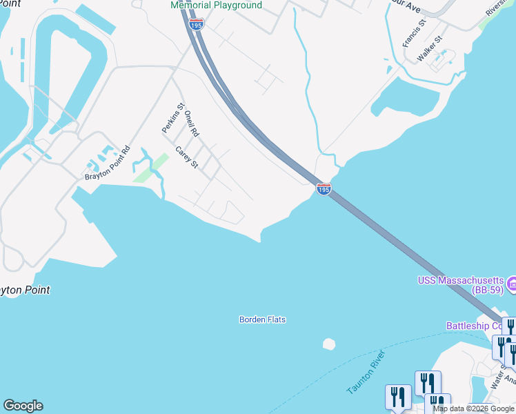 map of restaurants, bars, coffee shops, grocery stores, and more near 100 Pocasset Street in Somerset