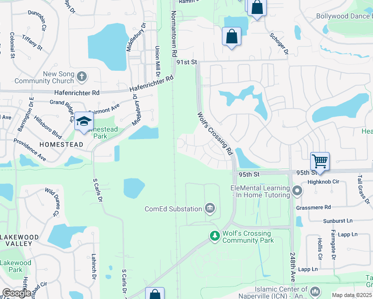 map of restaurants, bars, coffee shops, grocery stores, and more near 4456 Monroe Court in Naperville