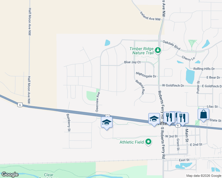 map of restaurants, bars, coffee shops, grocery stores, and more near 607 Jackson Street in Tiffin