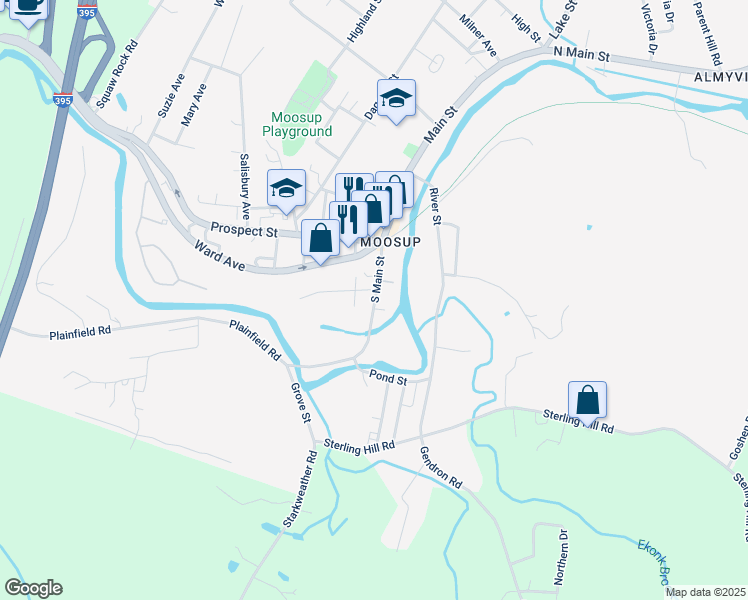 map of restaurants, bars, coffee shops, grocery stores, and more near 81 South Main Street in Plainfield