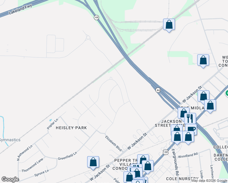 map of restaurants, bars, coffee shops, grocery stores, and more near 13 Shamrock Boulevard in Painesville