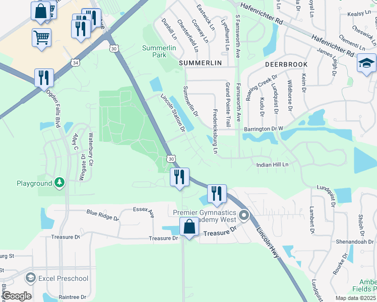 map of restaurants, bars, coffee shops, grocery stores, and more near 666 Lincoln Station Drive in Oswego