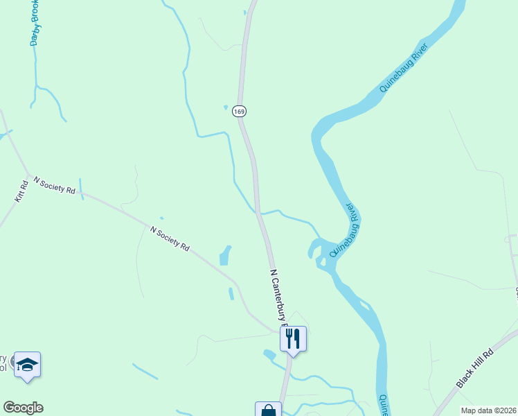 map of restaurants, bars, coffee shops, grocery stores, and more near 360 Highway 169 in Canterbury