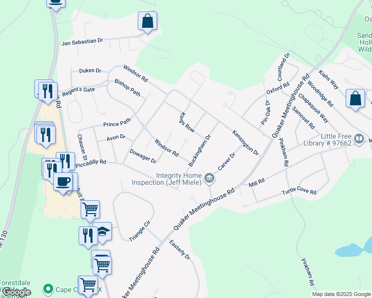 map of restaurants, bars, coffee shops, grocery stores, and more near 4 Palace Place in Sandwich