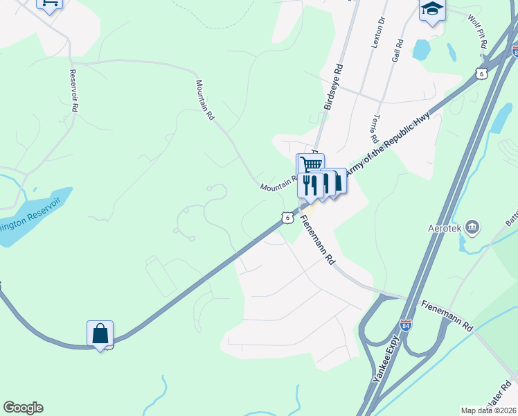 map of restaurants, bars, coffee shops, grocery stores, and more near 60 Stanford Drive in Farmington