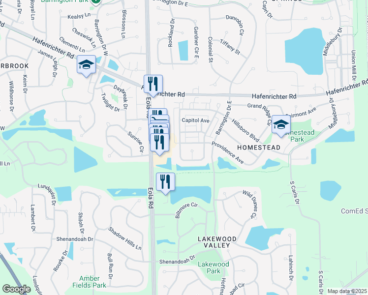map of restaurants, bars, coffee shops, grocery stores, and more near 2377 Georgetown Circle in Aurora