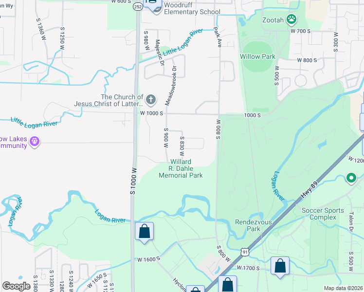 map of restaurants, bars, coffee shops, grocery stores, and more near South 830 West in Logan