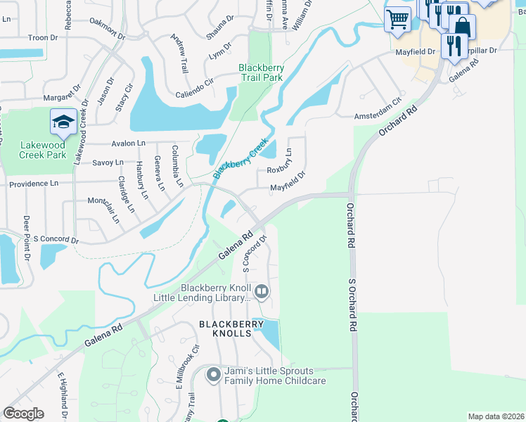 map of restaurants, bars, coffee shops, grocery stores, and more near 2492 Concord Court in Montgomery