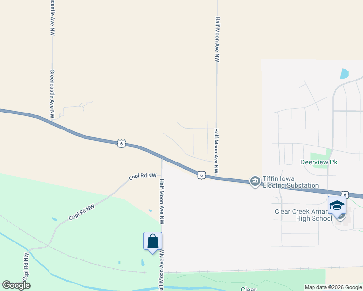 map of restaurants, bars, coffee shops, grocery stores, and more near 2480 U.S. 6 in Tiffin