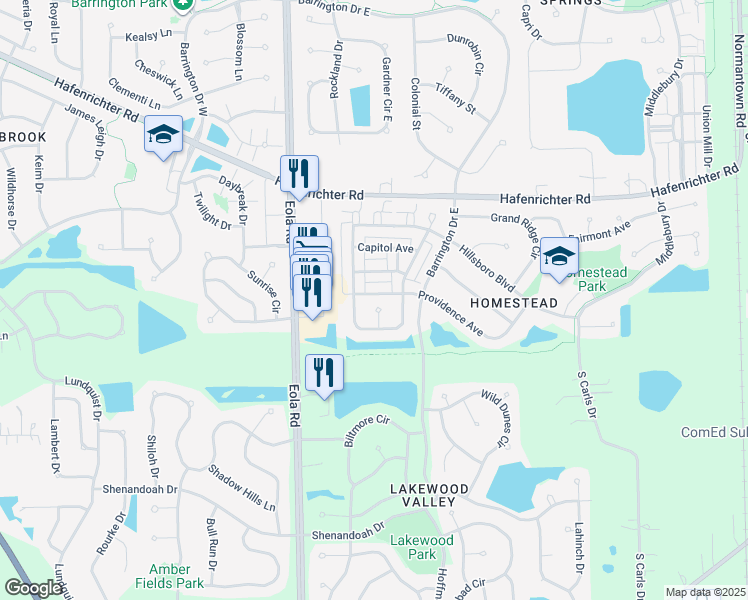 map of restaurants, bars, coffee shops, grocery stores, and more near 2319 Georgetown Court in Aurora
