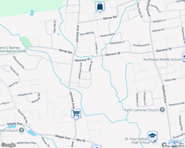 map of restaurants, bars, coffee shops, grocery stores, and more near 57 Shawn Drive in Bristol