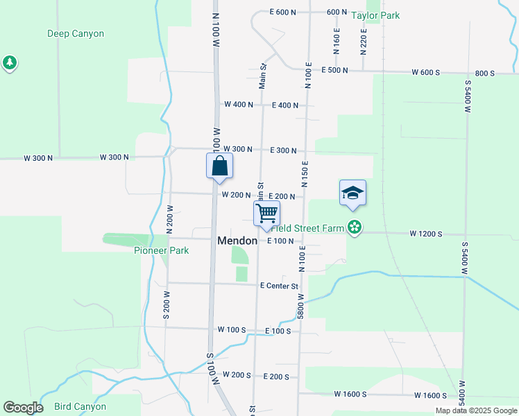 map of restaurants, bars, coffee shops, grocery stores, and more near 173 North Main Street in Mendon