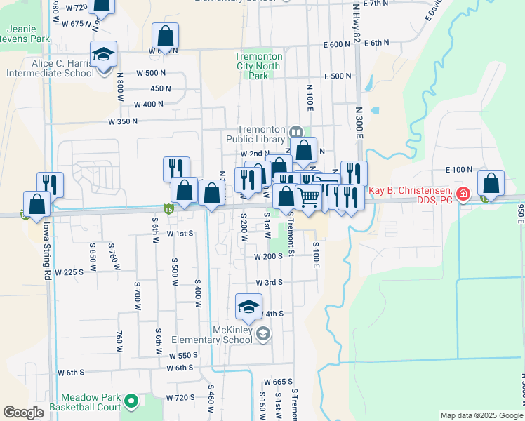 map of restaurants, bars, coffee shops, grocery stores, and more near 176 West Main Street in Tremonton