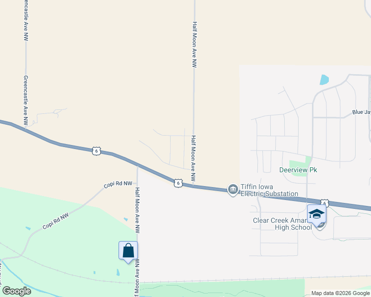map of restaurants, bars, coffee shops, grocery stores, and more near 3056 Half Moon Avenue Northwest in Tiffin