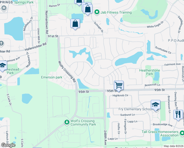 map of restaurants, bars, coffee shops, grocery stores, and more near 4031 Idlewild Lane in Naperville