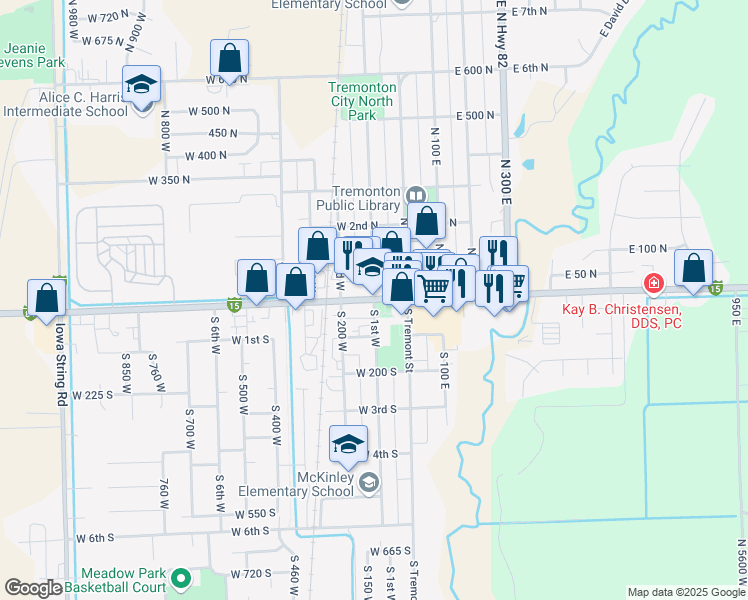 map of restaurants, bars, coffee shops, grocery stores, and more near 98 West Main Street in Tremonton