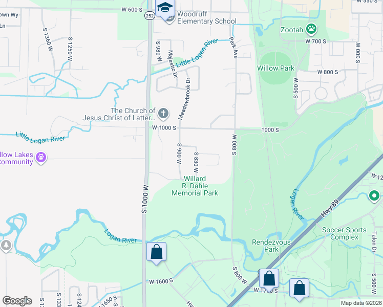 map of restaurants, bars, coffee shops, grocery stores, and more near 805 West 1040 South in Logan