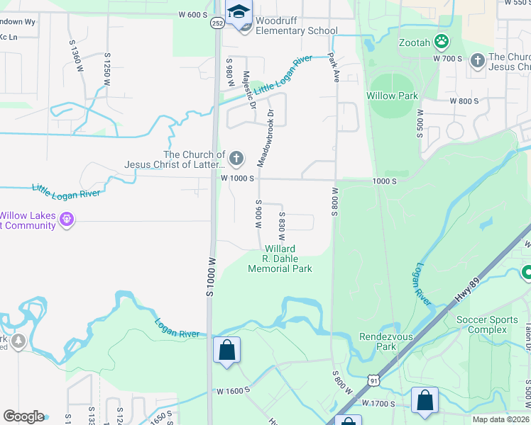 map of restaurants, bars, coffee shops, grocery stores, and more near 805 West 1040 South in Logan