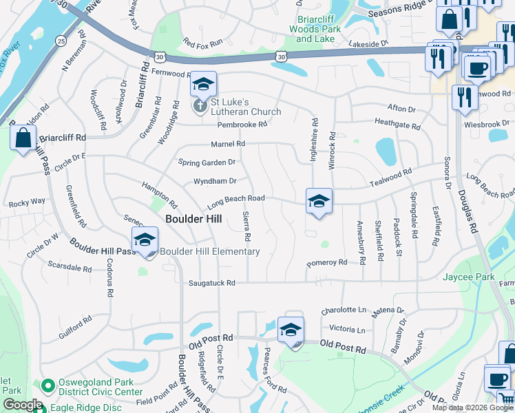 map of restaurants, bars, coffee shops, grocery stores, and more near 39 Long Beach Road in Montgomery