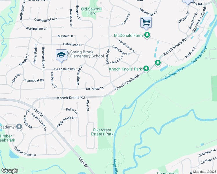 map of restaurants, bars, coffee shops, grocery stores, and more near 407 Coppersfield Court in Naperville