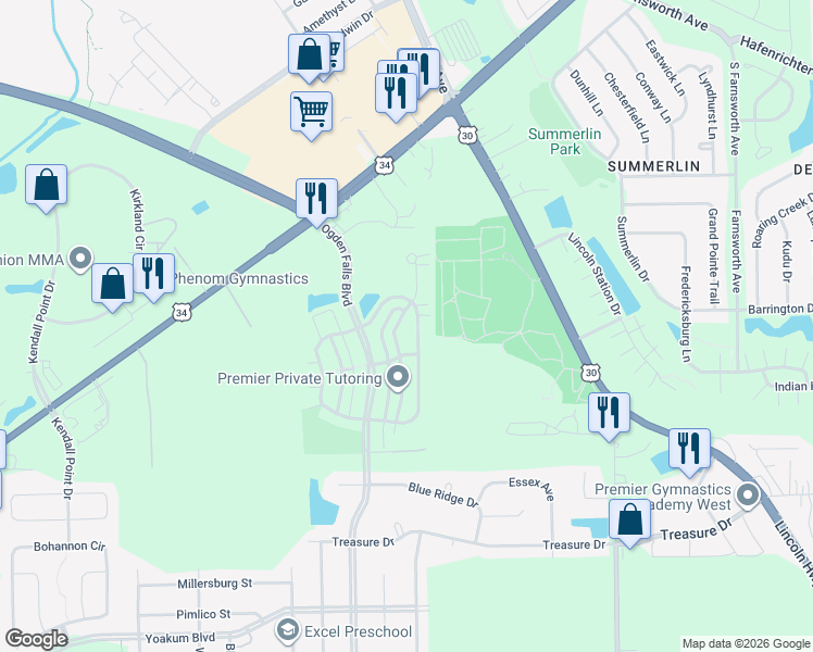 map of restaurants, bars, coffee shops, grocery stores, and more near 62 Waterbury Circle in Oswego