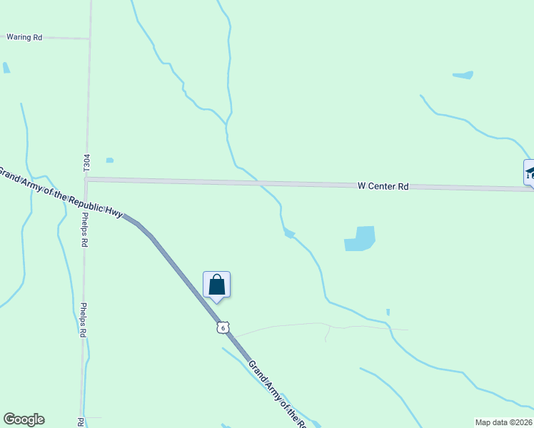 map of restaurants, bars, coffee shops, grocery stores, and more near 1525 West Center Road in Linesville