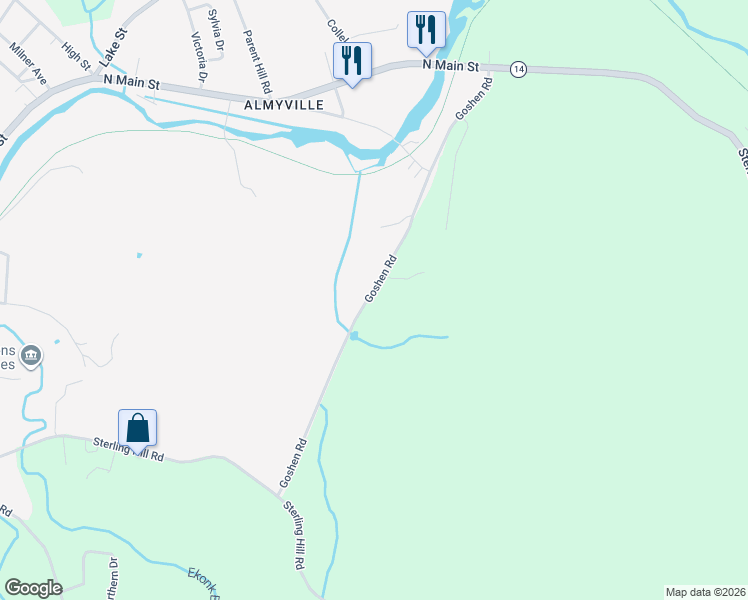 map of restaurants, bars, coffee shops, grocery stores, and more near 122 Goshen Road in Plainfield