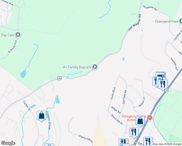map of restaurants, bars, coffee shops, grocery stores, and more near 354 Van Wagner Road in Arlington