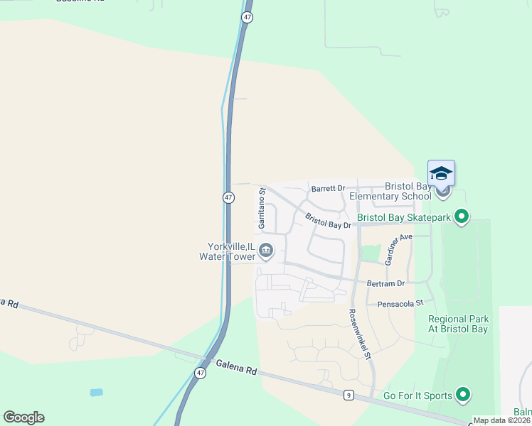 map of restaurants, bars, coffee shops, grocery stores, and more near 4568 Garritano Street in Yorkville