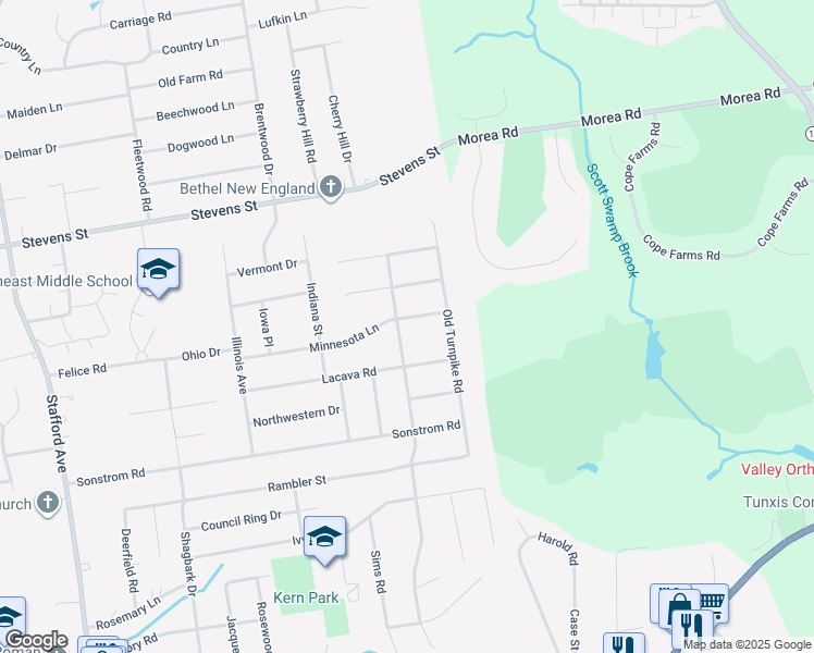 map of restaurants, bars, coffee shops, grocery stores, and more near 486 Marcia Drive in Bristol