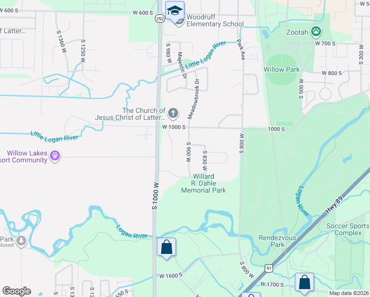map of restaurants, bars, coffee shops, grocery stores, and more near 1049 South 900 West in Logan