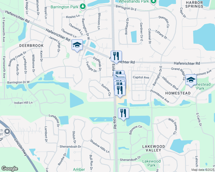 map of restaurants, bars, coffee shops, grocery stores, and more near 2336 Moonlight Court in Aurora
