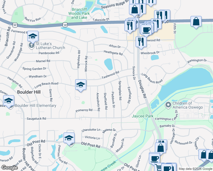 map of restaurants, bars, coffee shops, grocery stores, and more near 91 Long Beach Road in Montgomery