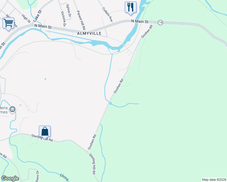 map of restaurants, bars, coffee shops, grocery stores, and more near 122 Goshen Road in Plainfield