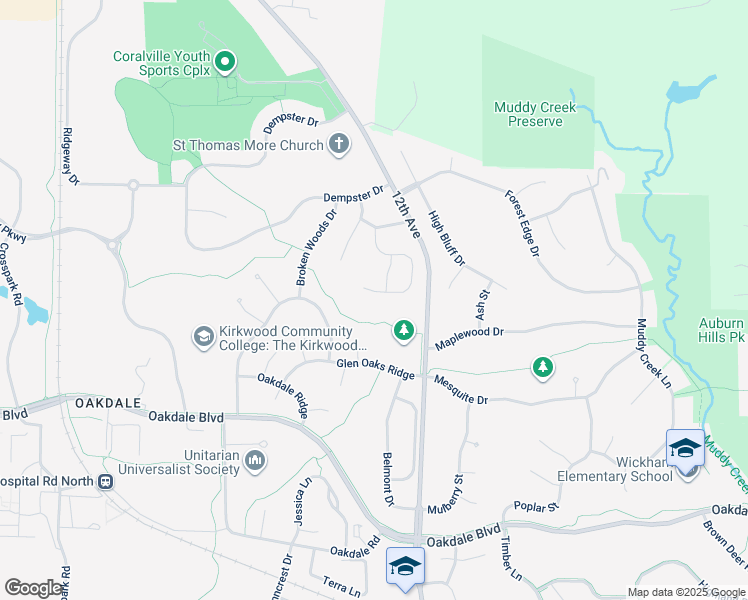 map of restaurants, bars, coffee shops, grocery stores, and more near 2018 Diamond Mil Circle in Coralville